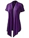 AMORE ALLFY Women's Soft Drape Cardigan Short Sleeve Purple X-Large