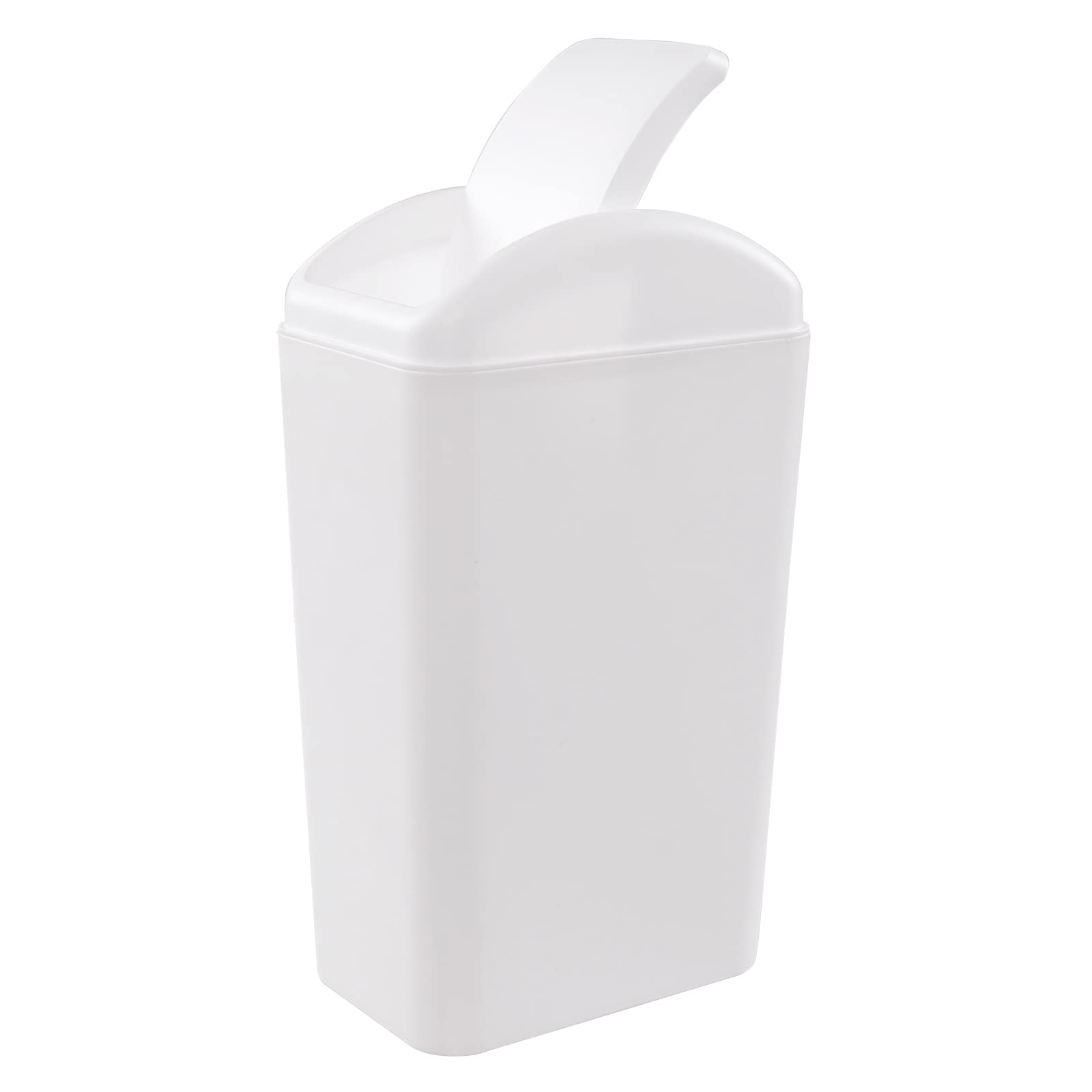 Photo 1 of Zerdyne White Plastic Trash Bin with Lid, 1 Pack 3.5 Gallon Swing-Top Trash Can