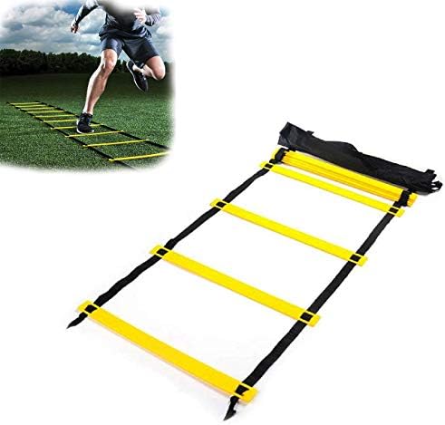 TOPAUP Speed Agility Ladder, Nylon Straps 8m 16-rung Football Training Equipment for Kids Speed Agility Stairs for Soccer Speed Football Fitness with Carry Bag