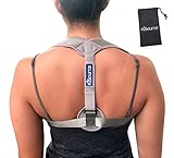 Back Posture Corrector for Men & Women | Comfortable & Discrete (Grey) Back Brace Provides Neck & Back Pain Relief | Improves & Straightens Posture