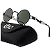 CGID E73 Retro Steampunk Style Inspired Round Metal Circle Polarized Sunglasses for Women Men