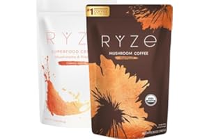 RYZE SUPERFOODS RYZE n Shine Bundle, USDA Organic Mushroom Medium Roast Coffee + Probiotic Coffee Creamer with 6 Adaptogenic Mushrooms for Better Energy, Focus, Digestion, Immunity, 30 + 30 Servings