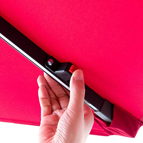 image for DOIT 9ft Solar LED Lighted Patio Table Umbrella with Crank and 8 Ribs,