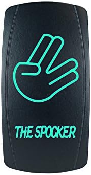 QUNQI STAR 5 pin Laser Backlit Rocker Switch THE SPOCKER 20A 12V On/off LED Light Toggle Switch (Green)