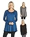 Free to Live Women's 3 Pack: Loose Flare Fit Tunics (Black, Charcoal, Teal),Large