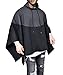 Demetory Men's Color Block Oversized Batwing Sleeves Hooded Poncho Cape Black XX-Large