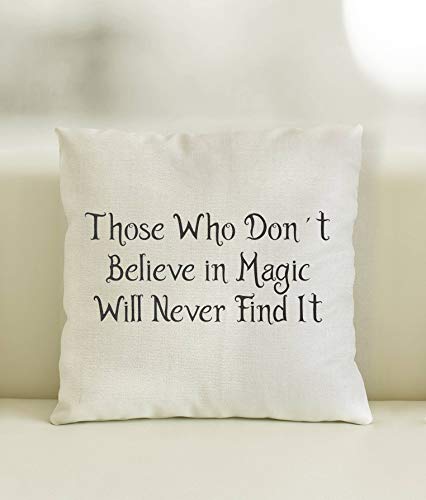 Yohoba Those Who Don't Believe in Magic Will Never Find It Scatter Cushion Furnishings Cotton Linen Home Decorative Throw Pillowcases Cushion Covers Sofa Couch Square 18