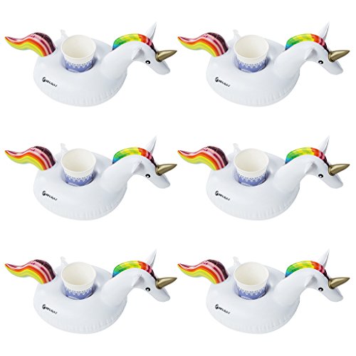 Unicorn Drink Pool Floats,Inflatable Unicorn Pool Floating Drink Holder,6 Pack By Pfloat