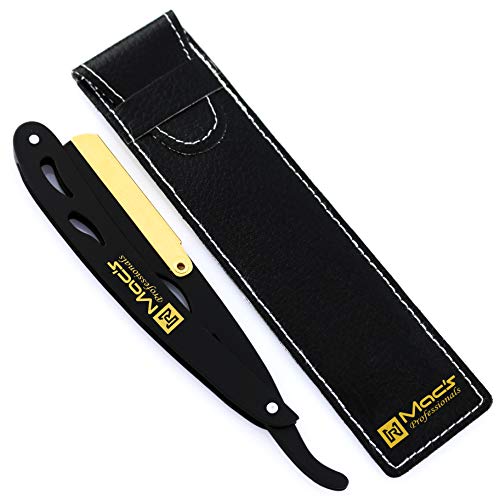 Professional B&G Straight Edge Shaving Razors,with Black Premium Derby 100 Count Blades-Easy Blades Replacement Mechanism-100% Stainless Steel Macs-049BGP1 (B & G with Black Premium Blades)