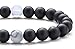 Hamoery Men Women 8mm Tiger Eye Stone Beads Bracelet Elastic Natural Stone Yoga Bracelet Bangle(Black Matte Agate)