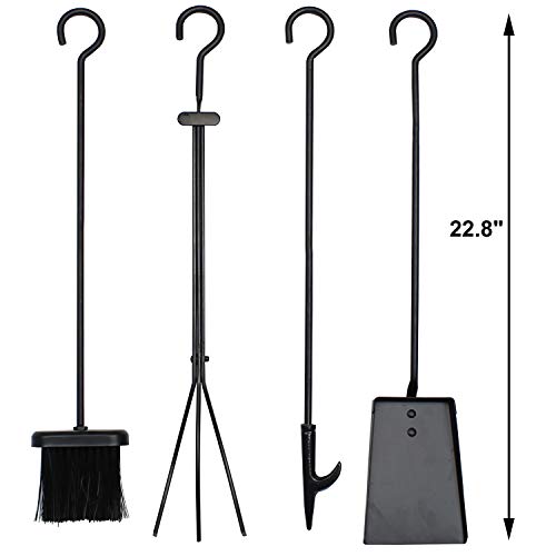 MYFIREPLACEDIRECT 5 Pieces Fireplace Tools Set Strength Wrought Iron