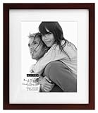 Malden International Designs Matted Linear Classic Wood Picture Frame, Holds 8x10 Photo, Walnut