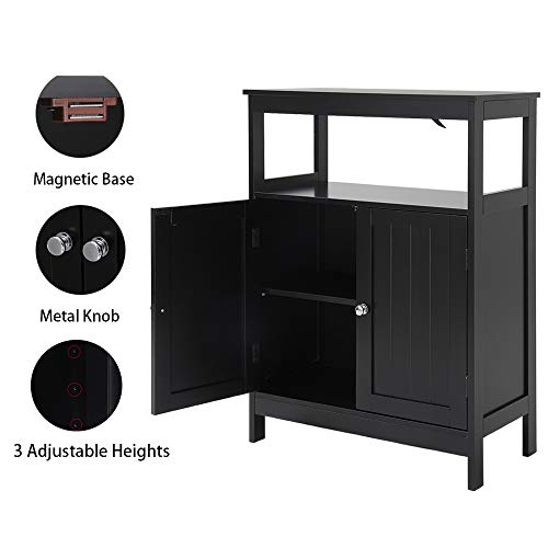 Iwell Bathroom Floor Bathroom Storage with Double Door & Adjustable Shelf