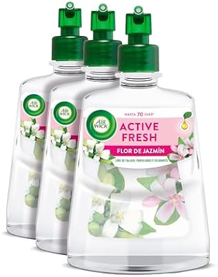 Air Wick Ative Fresh Automatic Spray Without Aerosol - Ambientador doméstico com aroma de flor de jasmim - Pack de 3 recargas (228mlx3)