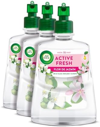 Active Fresh Spray Automatico Sin Aerosol - Ambientador para casa con Aroma a Flor de Jazmín - Pack de 3 Recambios (228mlx3)