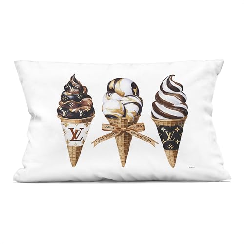 Stupell Industries Chocolate Glam Ice Cream Cones Indoor Printed Throw Pillow,…