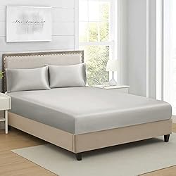 Queen Silk Satin Fitted Sheet, Soft Deep Pocket