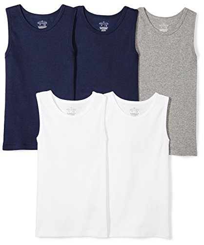 Moon and Back Toddler Set of 5 Organic Muscle Tanks, Navy Sea, 3T
