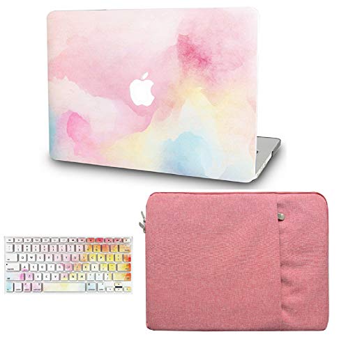 KEC Laptop Case for MacBook Pro 15" (2019/2018/2017/2016)   w/ Keyboard Cover + Sleeve Plastic Hard Shell Case A1990/A1707 3 in 1 Bundle (Rainbow Mist) 