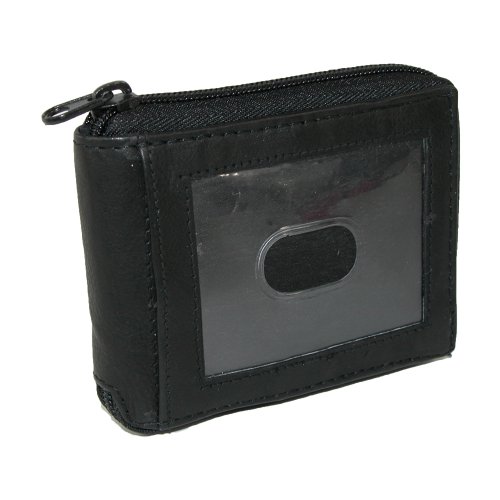 Paul & Taylor Black Leather Zip Around Bifold ID Wallet