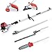 Maxtra Powerful 42.7cc 4 in 1 Trimming Tools, Multi Functional Sets Gas Pole Saw, Gas Hedge Trimmer,Brush Cutter,String Trimmer with 8.2 to 11.4 FT Extension Pole & Carry Bag Comes for Tree Pruning