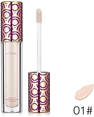 1Pc Full Cover Liquid Concealer Waterproof Smooth Matte Finish Creamy Concealer Foundation Multi-Use Concealer for Eye Dark Circles Spot(01#)