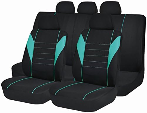 Auto Seat Covers Full set Universal 11pcs Black/Mint Split Back Seat Cover