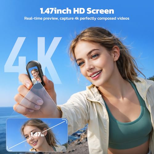4K POV Camera Thumb Size Body Camera, WiFi Mini Action Camera with 64GB Card, Magnetic Mount Wearable Vlogging Cameras for TikTok YouTube Travel