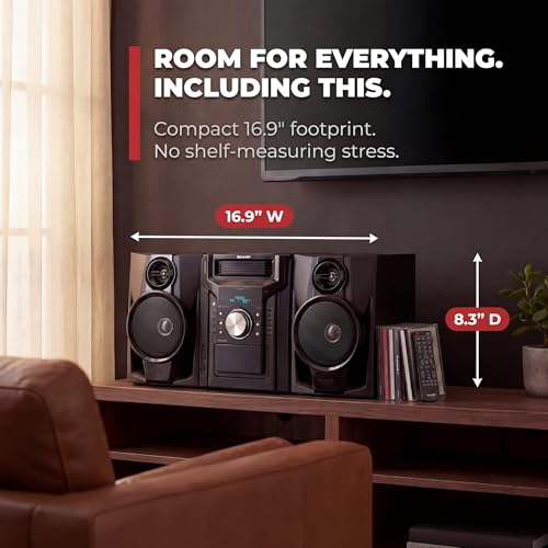 Sharp CD-BH950 240 W Home Stereo System – 5-Disc CD Stereo System with Bluetooth, Cassette Deck, USB Port & Remote