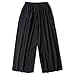 MOCOTONO Women's Plus Size Elastic Waist Wide Leg Linen Cropped Pants Black X-Large