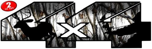 4x4 snow camo bow hunter vinyl decal 5"x15" set of 2 hunting sticker for truck SUV