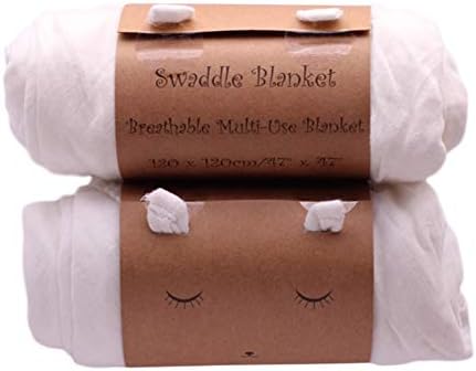 2 Pk Baby Muslin Swaddle Blanket Wraps - Soft Bamboo & Organic Cotton Blend