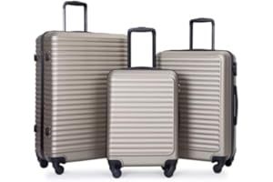 Travelhouse suitcase Hardshell Luggage Set: Lightweight Carry-On with Silent Airplane Spinner Wheels, TSA Lock and Cool Rolling Design (gold)