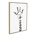 Kate and Laurel Sylvie Giraffe Animal Print Black and White Portrait Framed Canvas Wall Art by Simon Te Tai, 23x33 Natural