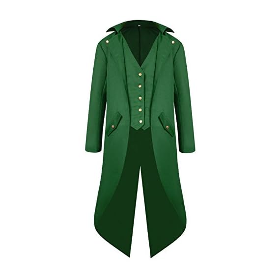 ULUIKY-Mens-Gothic-Tailcoat-Steampunk-Jacket-Victorian-Costume-Tuxedo-Uniform-Halloween-Costume-M-Green