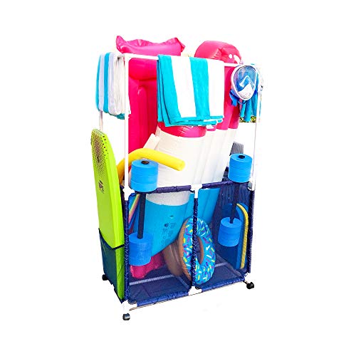 Essentially Yours Pool Equipment Holder with Towel Drying Bars, Mesh
