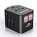 Travel Adapter,JOOMFEEN Universal Travel Power Adapter Worldwide All in One AC Power Plug International Wall Charger with 4 USB Charging Ports for US EU AU UK & Europe Cell Phone Laptop(Black) primary