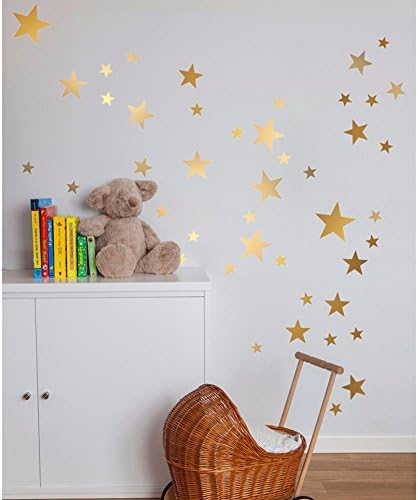 Mofeng 110pcs Star Wall Decal Removable Stickers Starry Home Decor Decoration for Nursery Kids Bedroom (Gold)