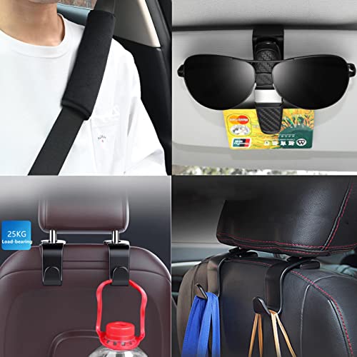 TUZIJIXG car accessories interior，8-piece set Containscar car trash can，car coasters，sunglass holder for car，car detailing brushes，headrest hooks for car，seatbelt covers，is car essentials