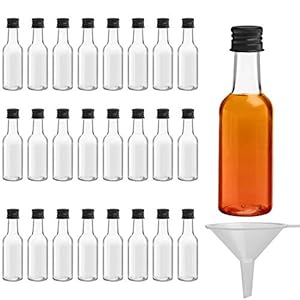 Belle Vous Mini Likeur Flesjes (24 pak) – Plastic 50ml Lege Alcohol Flesjes met Zwarte Schroef Dop en Vloeistof Trechter…