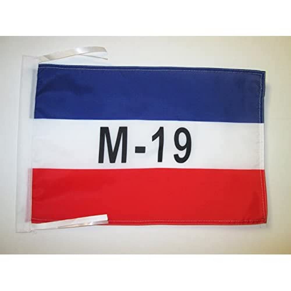 AZ FLAG - 19th of April Movement in Colombia Flag - 18'' x 12'' - 100% Polyester M-19 Colombian Small Banner with Two Cords - Fade Resistant - Vivid Colors - 18x12 in - 45x30 Cm — image 1