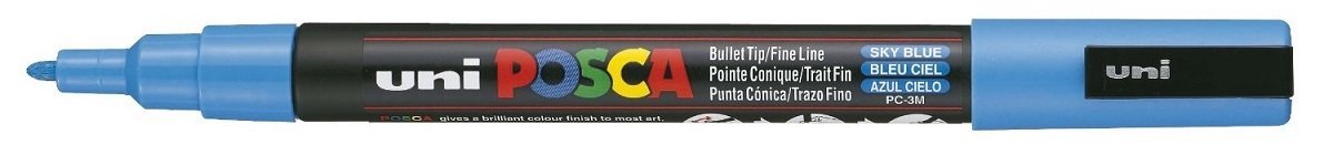 Posca PC-3M Sky Blue Colour Paint Marker Pen 1.5mm Fine Bullet Nib Writes On Any Surface Plastic Glass Wood Fabric MetaL (Pack Of 1)