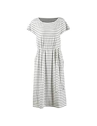 STRIPELAND Vestido a media pierna con rayas holgadas y sueltas de verano para mujer con corbata y bolsillo