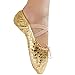 PanDaDa Women Kids Girls Gillter Silver/Golden Leather Ballet Dance Shoes