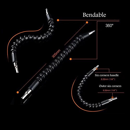 MAZU Flexible Extentional Screwdriver Drill Bit Holder with Magnetic Quick Connect Drive Shaft Tip Multi-angle Work General Metal Universal Flexible Shaft Drill Flexible Shaft D