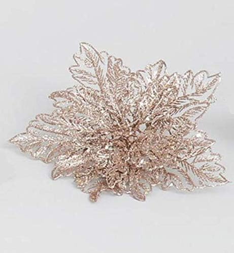 Shades Clip On Flower Floral Christmas Decorations Mesh Poinsettia Rose Gold 9" Pack 4