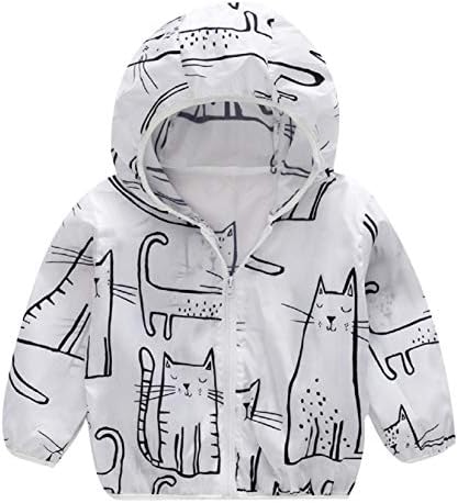 GreatFun Children's Long-Sleeved Jacket, Summer Thin Dinosaur Love Car Cat Sun Protection Clothing Zipper Jacket, Sun Protection Rain Suitable for 1-5 Years Old Children
