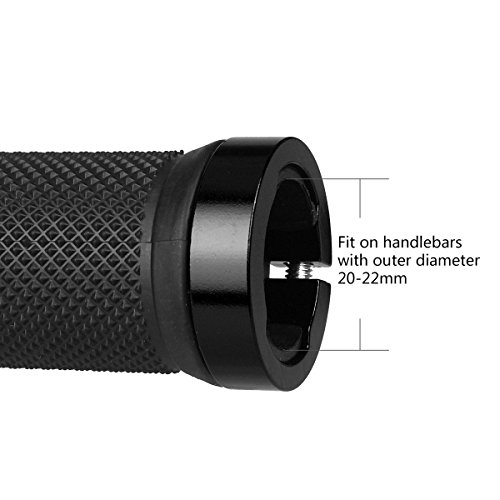 LYCAON Bike Handlebar Grips, Non-Slip-Rubber Bicycle Handle Grip with Aluminum Lock, Mountain Road Urban Foldable Bike MTB BMX with Two Rubber Sponge Aluminum Handlebar Caps. (Black) - Thumbnail 3