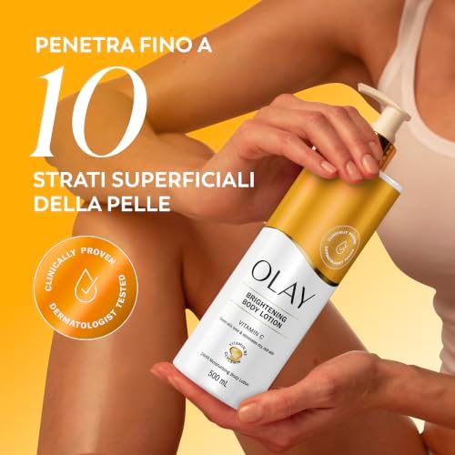 Vitamin C Lozione Corpo Illuminante. Crema per il Corpo Idratante per la Cura della Pelle 24H. Uniforma il Tono della Pelle. Con Vitamina C, Vitamina B5, B3 e Glicerina. Idratazione. 500ml