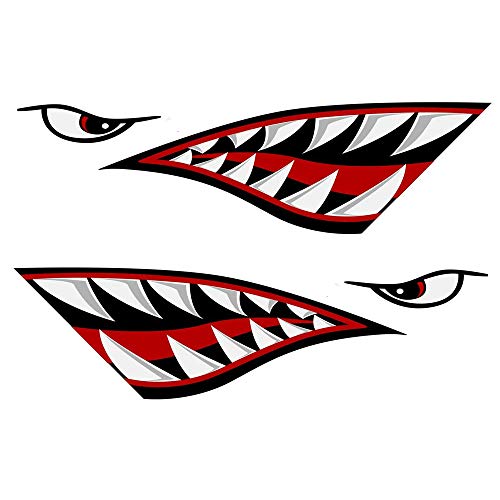 2 Pieces Kayak Stickers Shark Teeth Mouth Decals Waterproof for Fishing Boat Canoe Car Truck Kayak Graphics Accessories